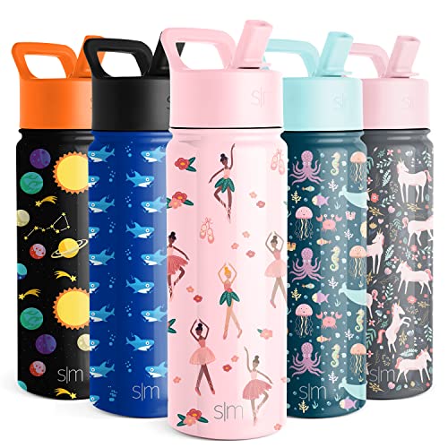 Simple Modern Kids Water Bottle With Straw Lid | Insulated Stainless Steel Reusable Tumbler For Toddlers, Girls | Summit Collection | 18Oz, Pink Ballerina #TOP28
