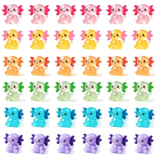 Zoyuinn 36PCS Mini Resin Axolotl Figurines to Hide Cute Tiny Axolotl Statue Charms Small Ornament Figurine Axolotl Decoration for Home Garden Landscape DIY Aquarium Dollhouse Ornament