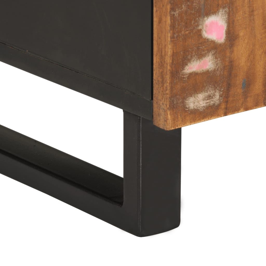 Stolik kawowy 100 x 54 x 40 cm, lite drewno stare i materiał drewnopochodny, 3 przegródki do przechowywania, żelazne nogi, nowoczesny stół do salonu, stolik kawowy do salonu