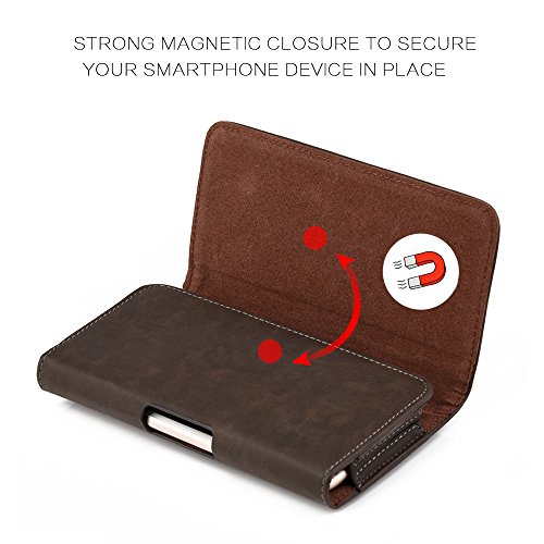 Aiscell Belt Hip Pouch Case,Brown Texture Leather Carrying Case Magnetic Closure Belt Clip Loops Holster 6.15 X 3.50 X 0.60 Inches For Stylo 3,Stylo 2 V,Stylo 3 Plus, Stylo 2 #TOP1