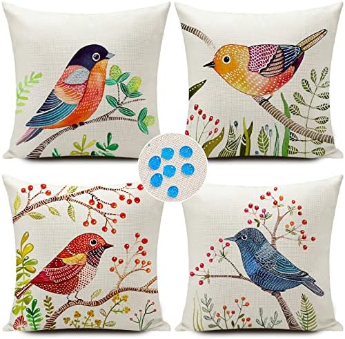 Cuscino Decorativo Retrò In Lino E Cotone – 45x45 Cm – Design Balena E Amico Uccello - 2