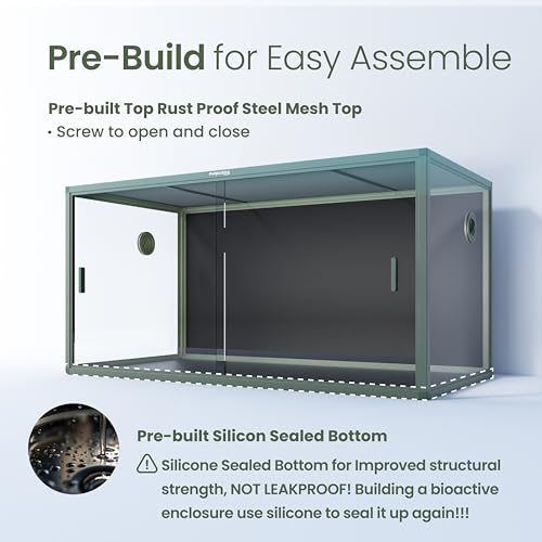 Image of Phailozoo 120 Gallon Reptile Tank for Bearded Dragon, Snake, Adult Reptile | Colorful & Stackable Indoor 4x2x2 Reptile Enclosure Furnish a Playful House, Dual Grommets for Wide Wire Use