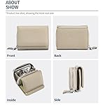 Kleine Geldbörse Damen mit Münzfach & RFID-Schutz, Echtes Leder Mini Portemonnaie Geldbeutel Kreditkartenetui für Frauen Mädchen - Cremefarben – Bild 2