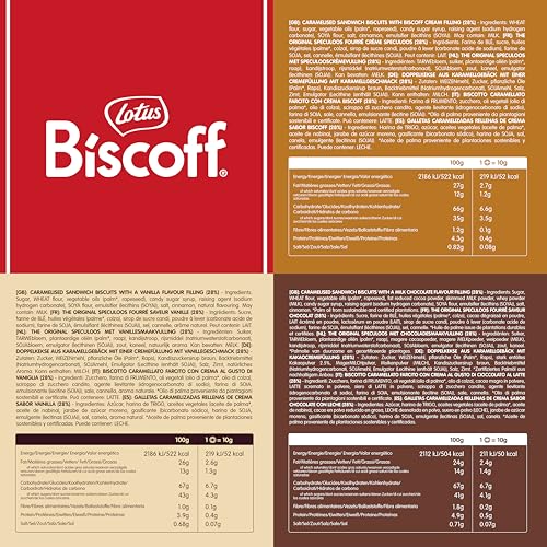 Lotus Biscoff | Doppelkeks Variety Pack | 3 Sorten: Biscoff-Creme, Vanille- und Schokoladengeschmack | 5 Doppelkekse pro Packung | Zutaten natürlichen Ursprungs | Ohne Farbstoffe | 16 x 50g | 800g