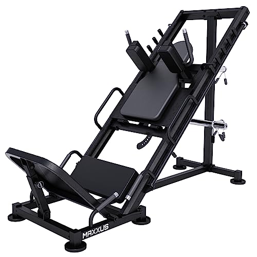 MAXXUS 2 in 1 Beinpresse Maschine - bis 400kg, 50/51mm Lochdurchmesser, Stahlrahmen, Verstellbare Fußplatte, Komfortables - Hackenschmidt Maschine, Wadenmaschine, Beintrainer, Leg Press, Kniebeugen