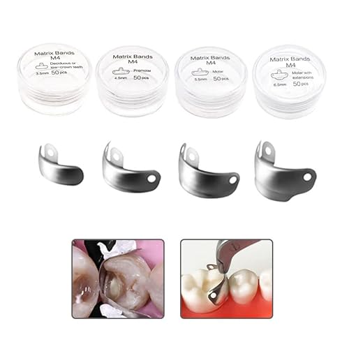 Dental Sectional Matrix System, Autoclavable Sectional Contoured Matrix Bands, Nickel Titanium Clamp Ring Resin Holder Clip Ring (50Pcs-4.5Mm) #TOP3