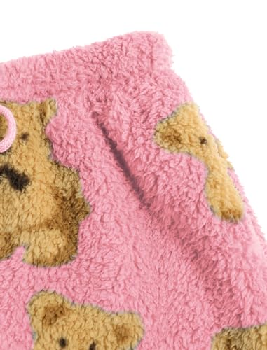 Image of ZAFUL Women's Fuzzy Plush Pajama Pants Wide Leg Pj Bottoms Lounge Pants