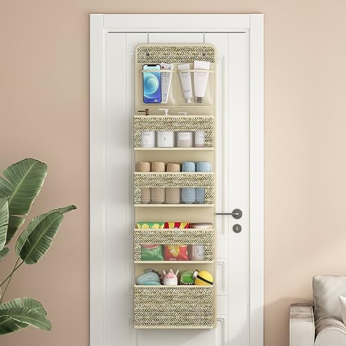 Organizador Suspenso de 5 Prateleiras Sobre a Porta de 2 Peças, Organizador de 4 Bolsos Grandes com
