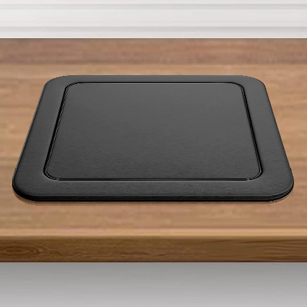 Asdchzen Black Stainless Steel Built In Trash Can Lid With Flexible Center Swing Recessed Countertop Flap Cover And Waste Chute Cover For Balance And Convenience,