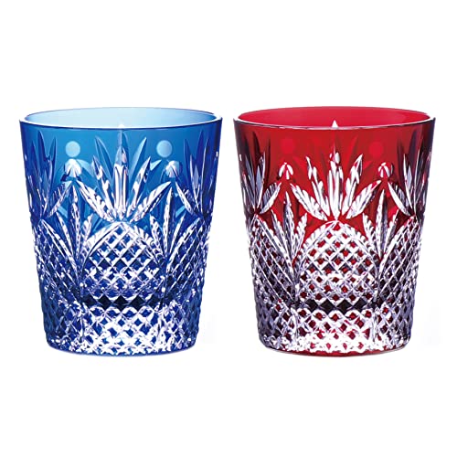 Narumi Vaso Rock Glass, Par, 270 ml, Azul y Rojo miniatura 2