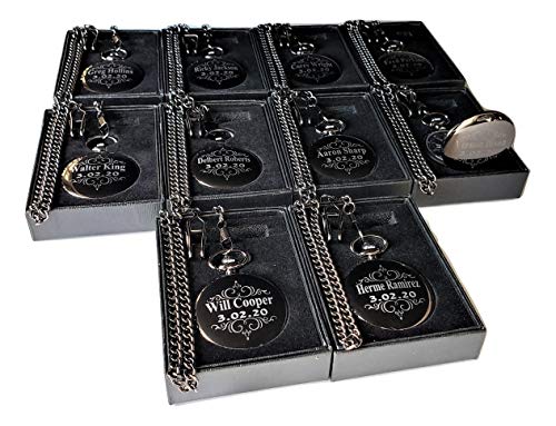 Eternity Engraving inc 7 Engraved Pocket Watches with Chains and