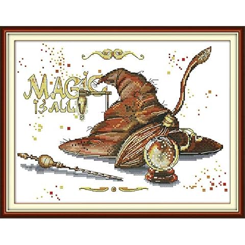 Cross Stitch Embroidery Kits for Adults Kids, WOWDECOR Harry Potter Magic Props 11CT Stamped DIY DMC Needlework Easy Beginners Cover