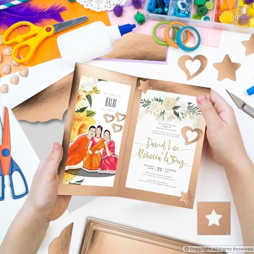 Image of Lakeer A4 Copper Foil Cardstock Paper, 250 GSM, Pack of 10 Sheets, Reflective Mirror Finish for Card Making, Scrapbooking, Invitations and DIY Crafts