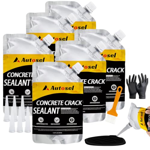 6 Pack Concrete Repair Filler – Heavy-Duty Cement Crack Filler for Large Concrete Repairs, Foundation &amp; Driveway Restoration | Outdoor &amp; Indoor Use | Quick-Drying, Self-Leveling Sealant by Autosel