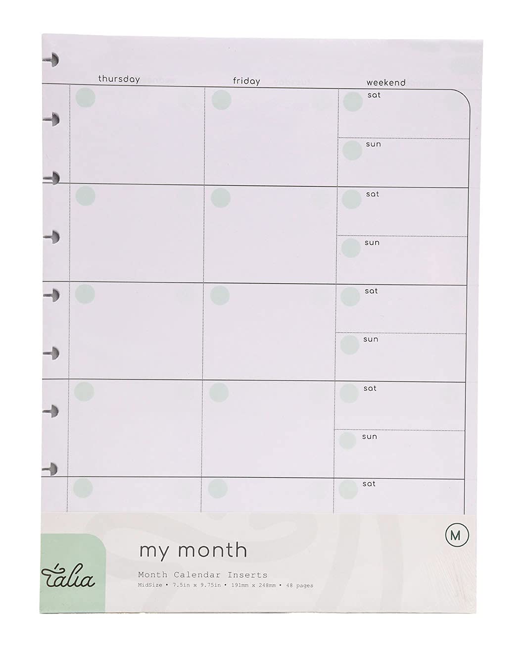 Talia Discbound Notebook Refills (Monthly Undated Layout, Midsize (7.5in x 9.75in)) โ image 1