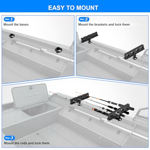 FEIMIRE Fishing Rod Rack with Mount Bracket, 360° Rotatable Crappie Rod Holder for Boat, Boat Rod Storage Rack, Gift Ideas for Men (The Side of The Ship)