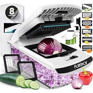 Fullstar Vegetable Chopper and Mandoline Slicer – Cheese Grater, Food Chopper with Container, Kitchen Accessories, Home Essentials (8 in 1, White)