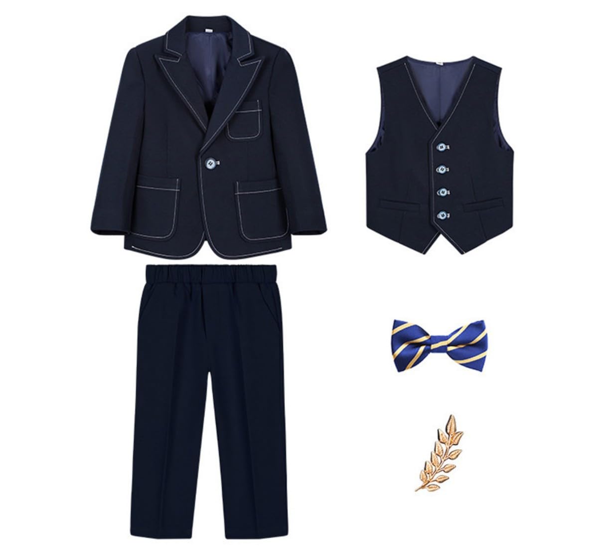 Anzug-Set für Jungen, schmale Passform, für Kleinkinder, für Teenager, Jungen, formelle Kleidung, spitzes Revers, Hochzeitsoutfit
