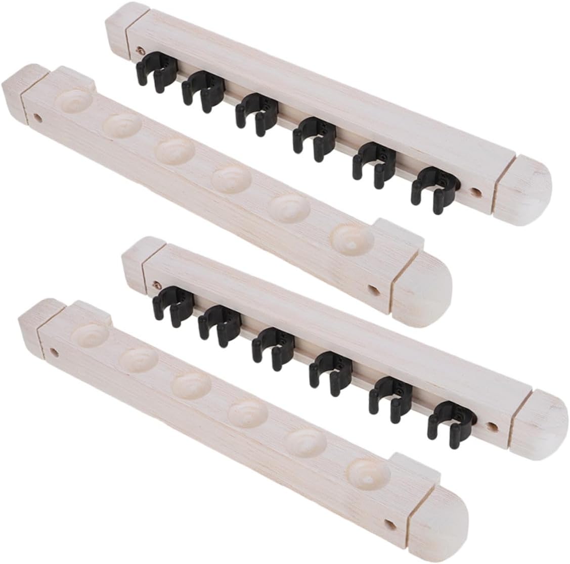 Mikinona Wall-mounted 6-hole Solid Wood Billiard Cue Rack 2 Pairs Cue Holder Billiards Storage Organizer for Pool Table Accessories