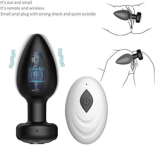 Miniatura 2 de Vibrador de enchufe anal con control remoto, 10 modos de enchufe vibratorio, pequeño tapón de tope para masaje de próstata masculino, juguetes