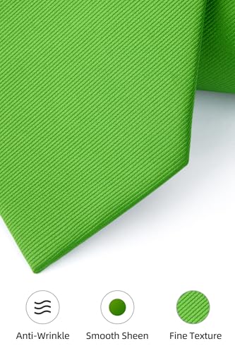 Image of HISDERN Mens Ties Solid Color Ties for Men Formal Necktie with Pocket Square Set Satin Silk Neck Tie Handkerchiefs Set