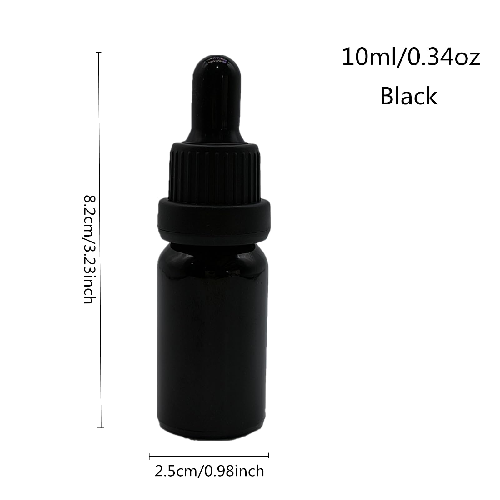 24PCS 10ml Glass Essential Oil Bottle,Empty Small Eye Dropper Vilas,Serum Essence Pipettes Jar,Travel Dropping Container(0.34oz) (Black)