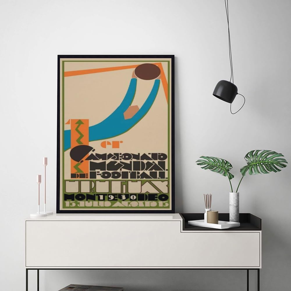 ZZYGGN GMGSW Calcio Uruguay Mondiale 1930 Poster e stampe Calcio Uruguay Coppa del Mondo 1930 Tela Arte murale Pittura estetica per l'arredamento 40x50cm Senza cornice