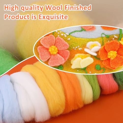 Image of PATPAT Cotton DIY Needle Felt Art Craft Kit Flower Poking Stitch Art Kit with Embroidery Punch Needles, 8.35 inches Dia Embroidery Hoop, DIY Art Gift for Kids Adults, Black