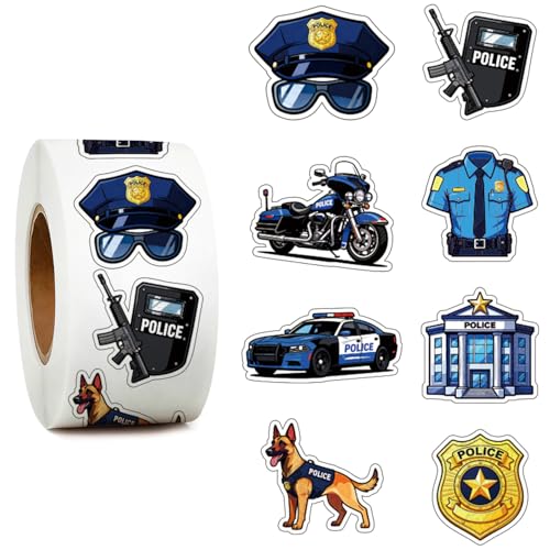 1000 Pcs Police Stickers 1.5 Law Enforcement Stickers Police Badge Stickers for Cops Sheriff Stickers and Reward Stickers for Waterbottle Scrapbook Laptop