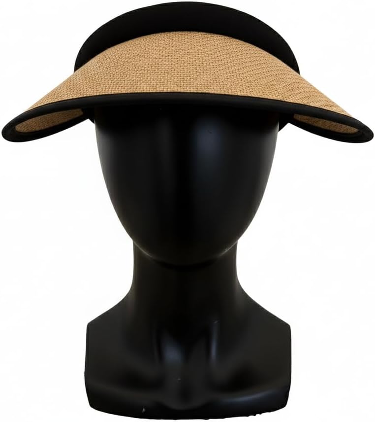 Bluestone Straw Visor for Women, UPF 50+ Sun Protection, Lightweight Open Back Beach Visor with Cooling Headband, Packable Travel Hat for Outdoor Activities and Sports