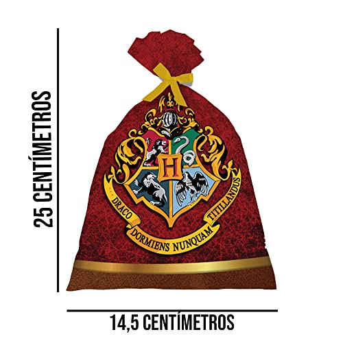 Sacola Plástica Harry Potter, Festcolor 104932, Vermelho/Preto, Festcolor, 104932, Vermelho/Preto