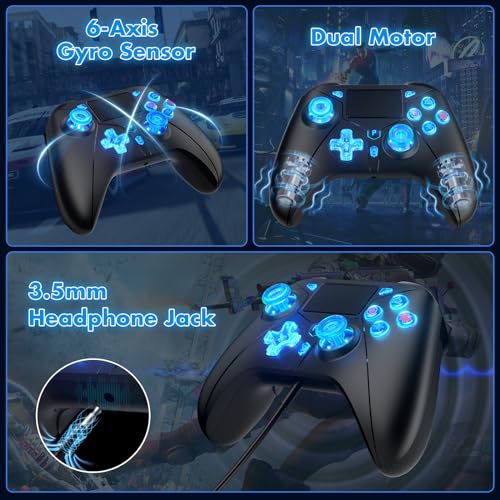 Dinosoo Rgb Wireless Controller For Ps4, Colorful Rgb Lights Controller For Playstation 4/Ps4 Slim/Ps4 Pro With Turbo Programmable Back Button Multi-Touch Pad 6-Axis Motion Sensor 1200Mah Battery thumb #5