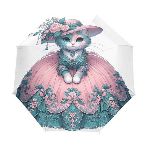 Parapluie de pluie pour femme GAIREG compact avec motif chaton amusant