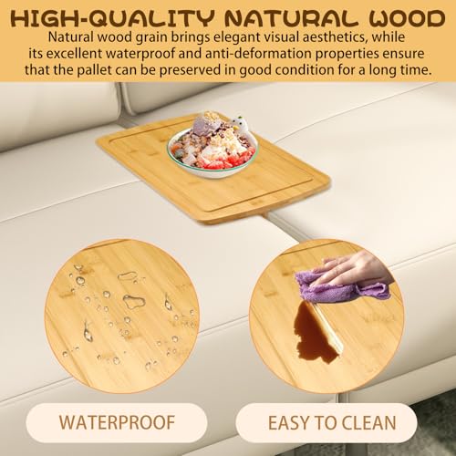 Plateau de canapé pliable en bois pour télécommande et support de boisson - 6