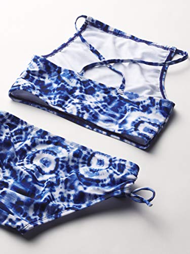 Kanu Surf Girls' Daisy UPF 50+ Beach Sport Halter Tankini 2-Piece Swimsuit, Groovy Denim Blue, 14 - Image 2