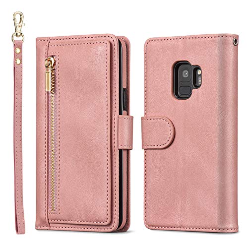Coque en cuir premium Samsung S9 pour ranger cartes et billets