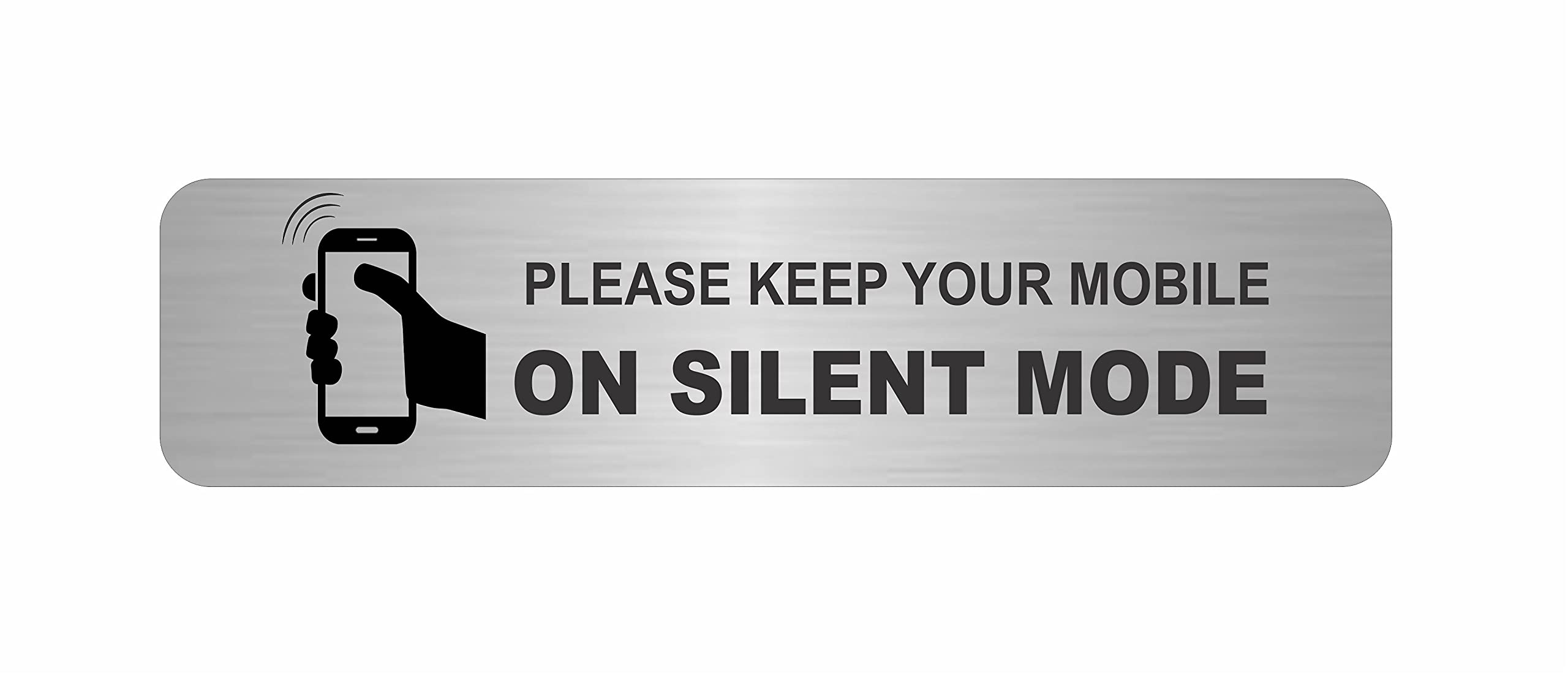 Sponsored Ad - Courtly Metal Please Keep Mobile on Silent Mode Sign | Brushed Finish Self-Stick Door Wall Signage | 10 x 2.5 Inch Durable Easy Install Notice Plate for Office