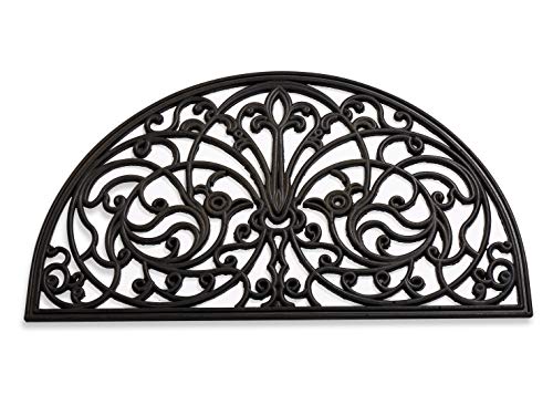 Rubber Scroll Doormat Half Moon Mat, Indoor Outdoor Entrance Mat, Low Clearance, Functional And Easy To Clean, Wrought Iron Scroll Design #TOP1