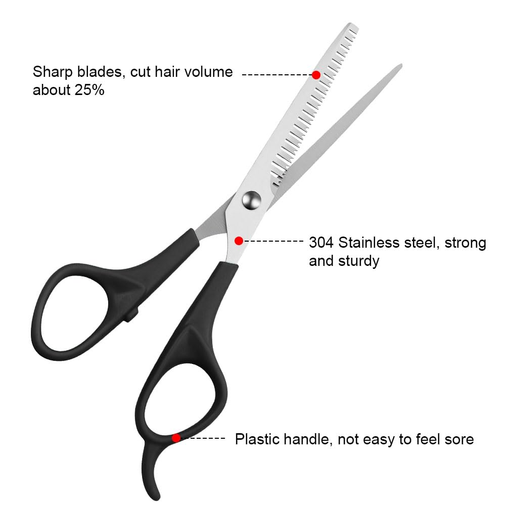 Profesional Tijeras Peluqueria 6,5 Pulgadas Acero Inoxidable Entresacar Kit Completo Negro