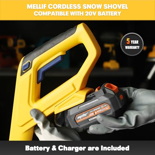 Cordless Snow Shovel Compatible with Dewalt 20V Battery, 12-inch Brushless Snow Blower Electric Snow Thrower, Adjustable Front Handle & Deflector (w/ 4.0 Ah Battery & 4.0 Quick Charger)