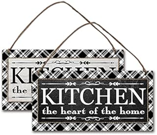 NBEADS 2 Pcs Wooden Kitchen Sign Wall Decor, Kitchen Hanging Wall Sign Plaque Rustic Farmhouse Kitchen Wall Decor with Jute Twine for Home Kitchen Dining Room Restaurant, 30×15cm