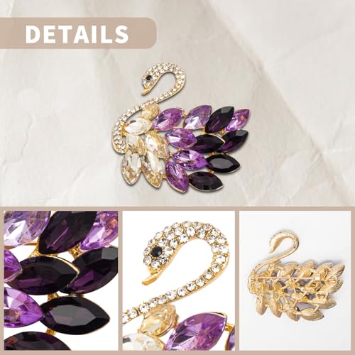 Image of Elegant Rhinestone Swan Brooch for Women, Crystal Swan Lapel Pin for Coat Jacket Scarf, Fashion Jewelry Gift for Mom Wife Girlfriend Birthday Anniversary Christmas