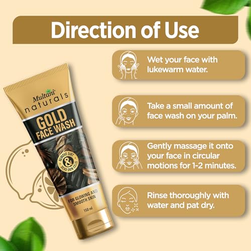 Image of Multani Gold Face Wash 150ml (Pack of 2) | Instant Glow Brightening Cleanser | Real Gold Dust Anti-Aging Formula | Deep Cleansing Radiance Booster | For All Skin Types