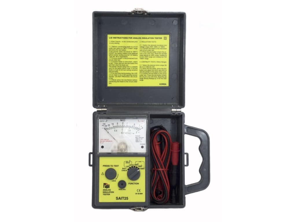 TPI SAIT25 Analog Insulation Resistance Tester, 400 Megaohms Resistance, 1000V Voltage