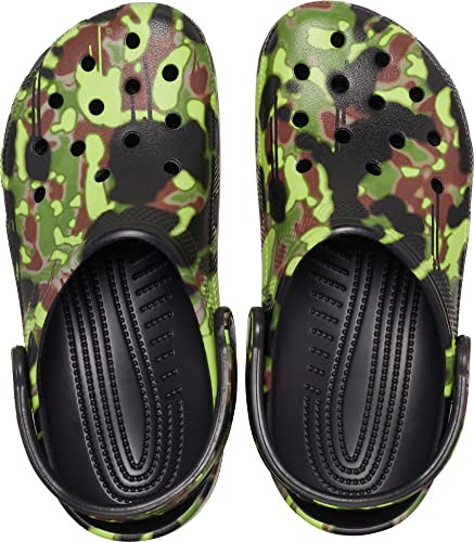 Crocs Unisex Classic Camo Clogs, Black, 8 Us Men #TOP3