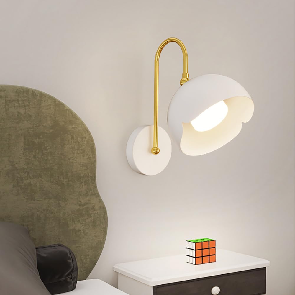 Jadssox Aplique de pared LED blanco de 7 W, lámpara de pared simple nórdica con pantalla de metal, accesorios de iluminación de pared para sala de estar, dormitorio, sala de estudio, pasillo (H:36 cm)