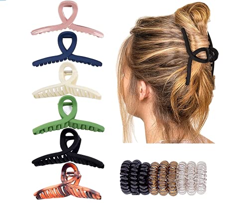 6 PCS Big Hair Claw Clips Trendcy Colors- 4.3 Inch Matte Non-slip Material Strong Hold Hair For Women And Girls, 9 PCS H