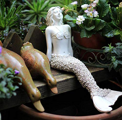 Tyny Statues Decor Sculptures Pastoral Resin Mermaid Ornament Accessories Outdoor Garden Pool Side Figurines Crafts Courtyard Villa Lawn Furnishing Decoration-2_Size:192012Cm #TOP2