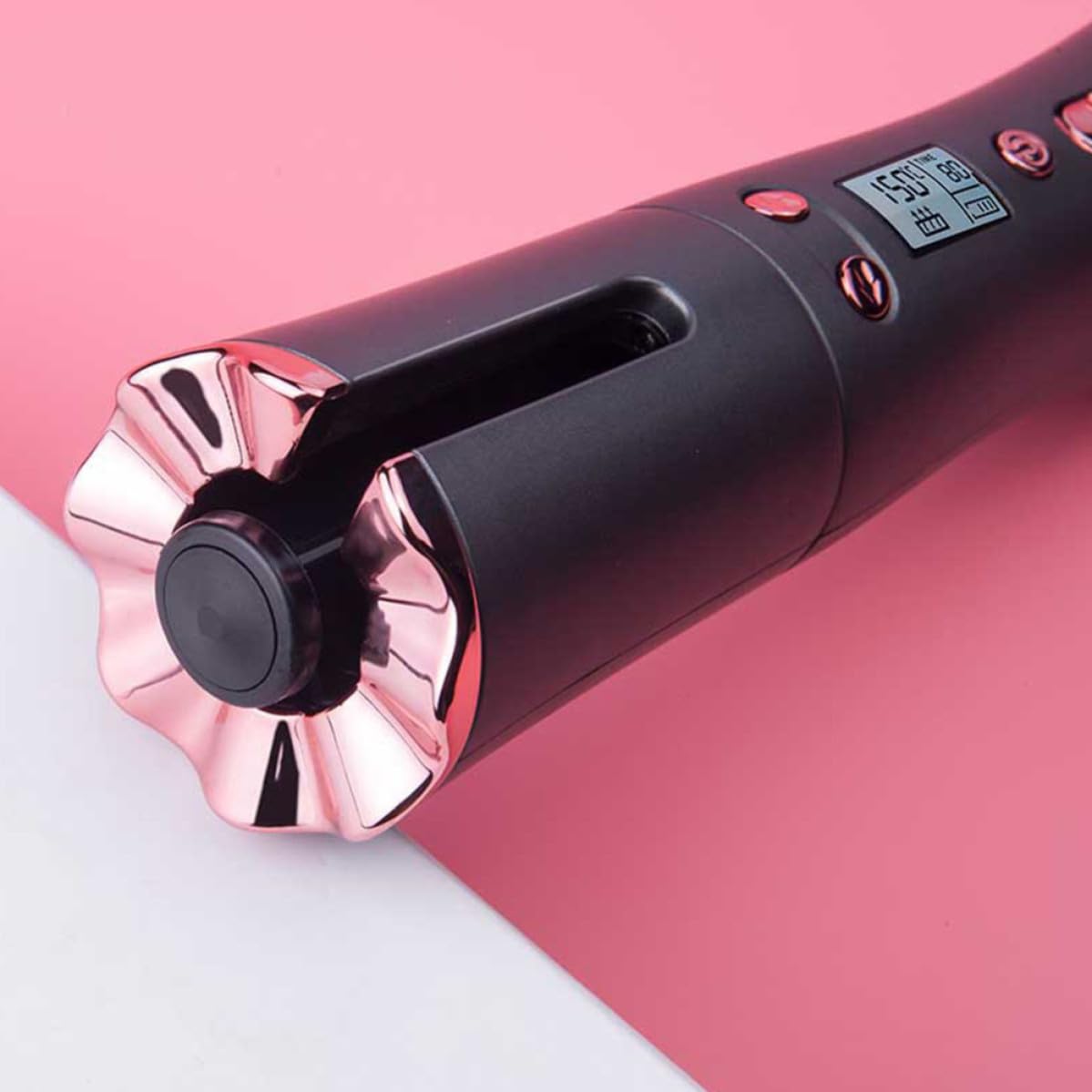 Rizador Automático Inalámbrico, Rizador Profesional de Cerámica Recargable 5200 Mah, Temperatura 150-200 ℃, Pantalla Lcd y Temporizador, para Cabello Largo y Medio