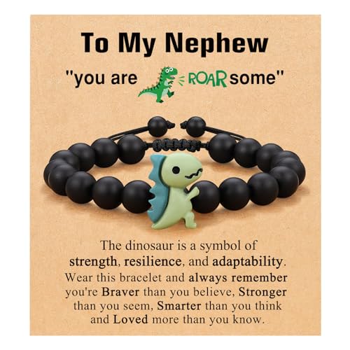 Image of Dinosaur Bracelet for Son /Grandson /Nephew /Brother on Valentines /Christmas /Birthday Graduation